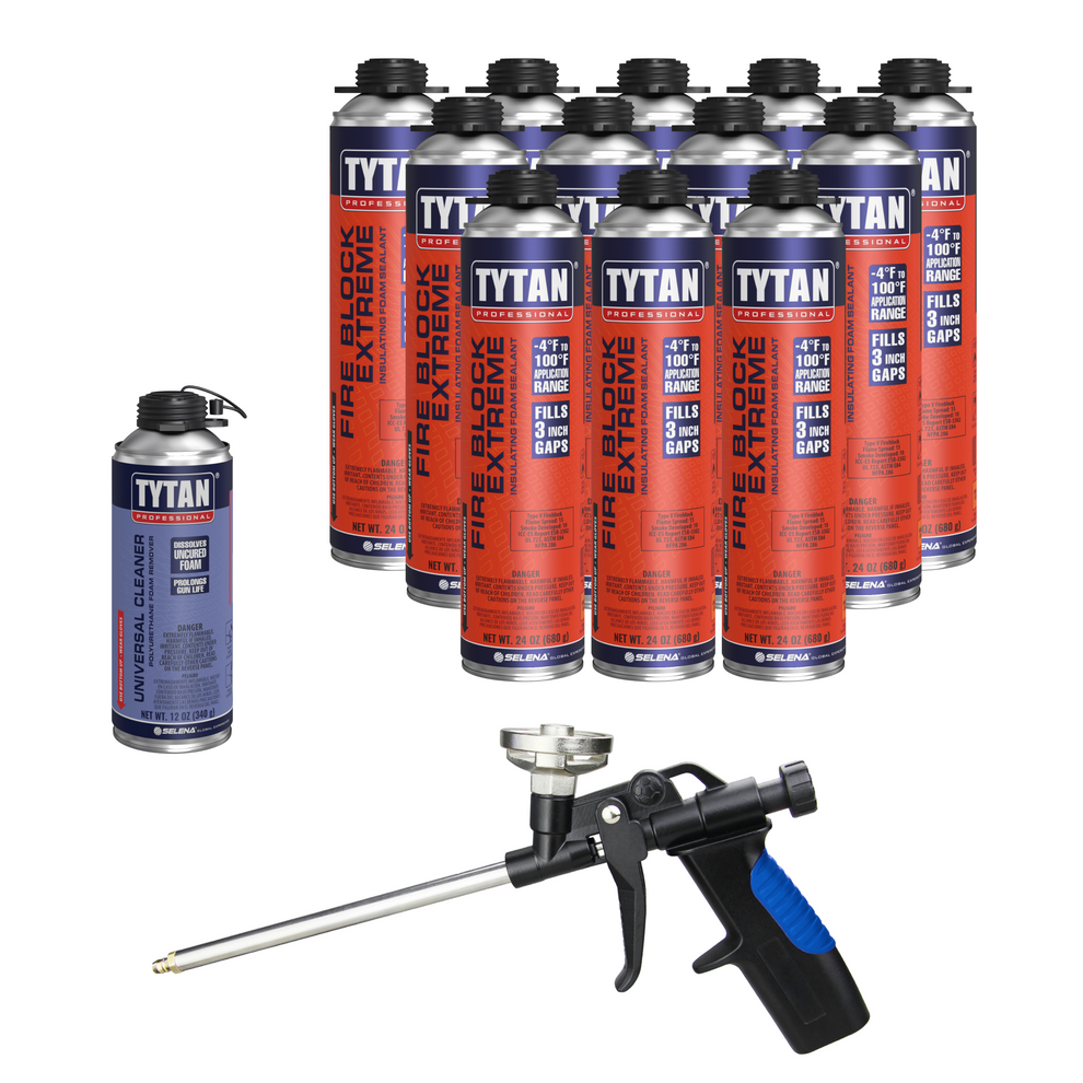 Fire Block Extreme Orange Foam 24 oz Kit (12 Pack) for Gaps & Crack Se ...